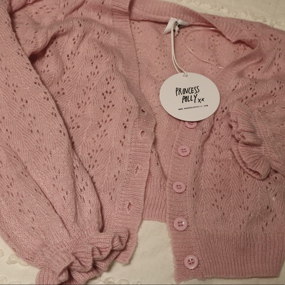 Princess Polly Sweaters - Princess Polly “Lyric Cropped Cardigan (Pink)” S/M
